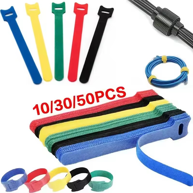 Gear Tie Reusable - 10/30/50 pces reutilizáveis gancho e laço