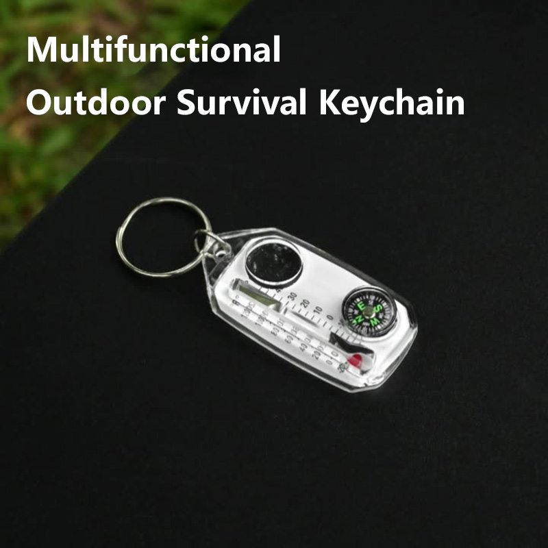 Compass Keychain Mini - Equipamento de Exterior, Bússola, Termômetro, Lupa