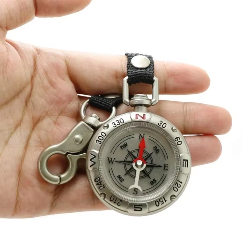 Compass Keychain Mini - Mini Bússola com Cordão e Chaveiro,