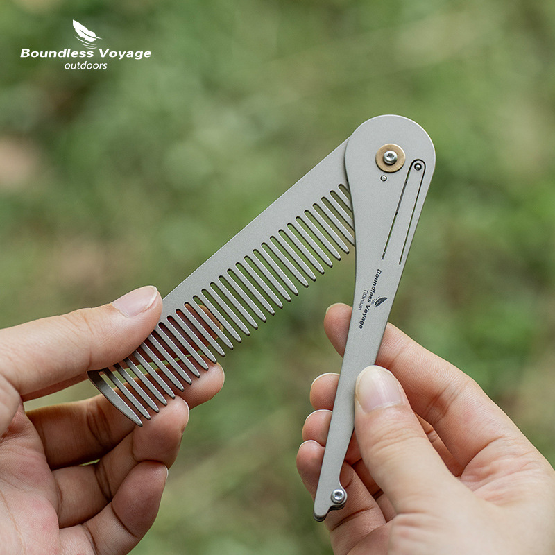 Comb Pocket Titanium - Pente dobrável antiestático de titânio puro,