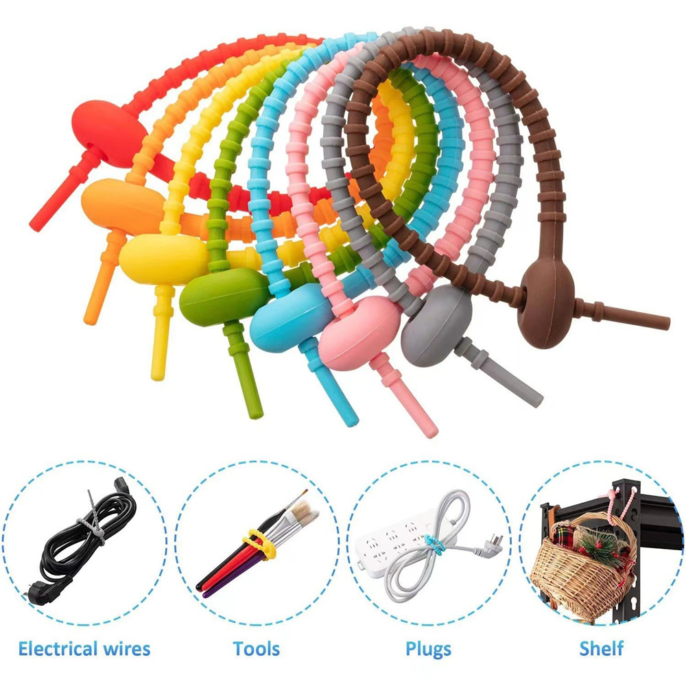 10 Peças/Lote Laços de Silicon - Gear Tie Reusable avaliação e preço